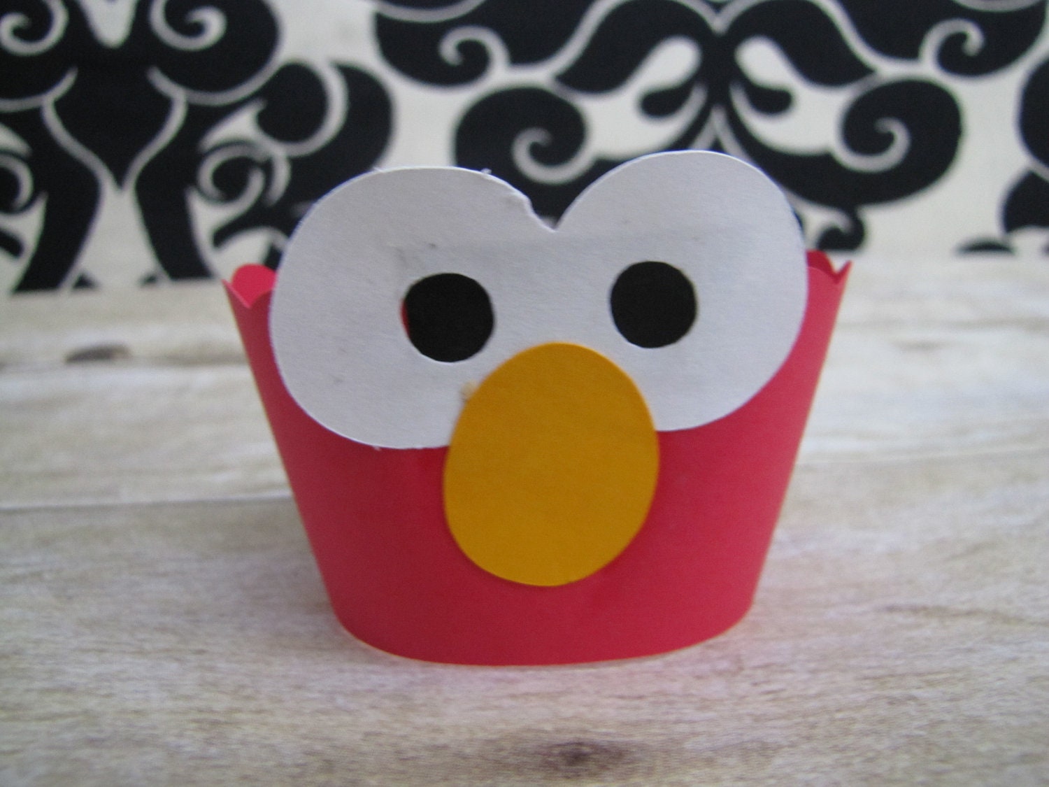 12 Elmo cupcake wrapper liners, Birthday Party, Sesame Street Supplies, Elmo Face, Toddler Party, Boys Girls Celebration, Handmade supplies