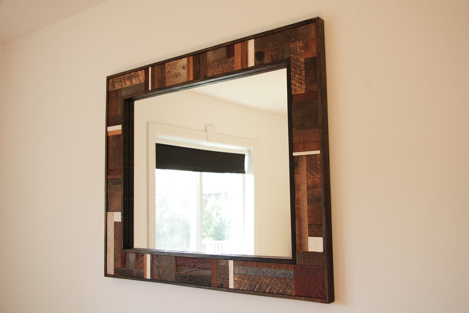 Reclaimed Wood Mirror frame 36"x30"x1-1/4"  glass not included