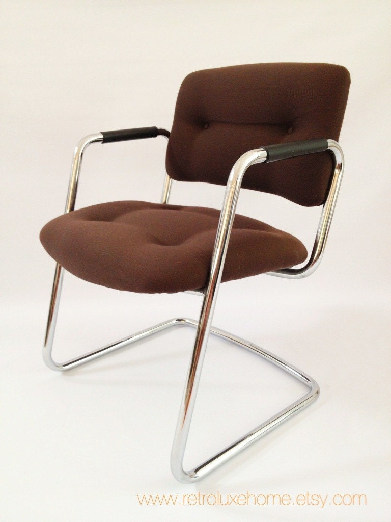 SALE: Steelcase Tubular Steel Tufted Chair