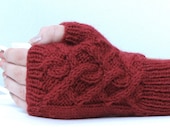 Made to Order Knitted Fingerless Gloves, Hand Knit Wrist Warmers with Cables