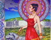Celtic Irish Warrior Princess, Fine Art, Signed and numbered Limited Edition Print 23.4"x 16.5". Celtic Design, Irish Art, Celtic Art.