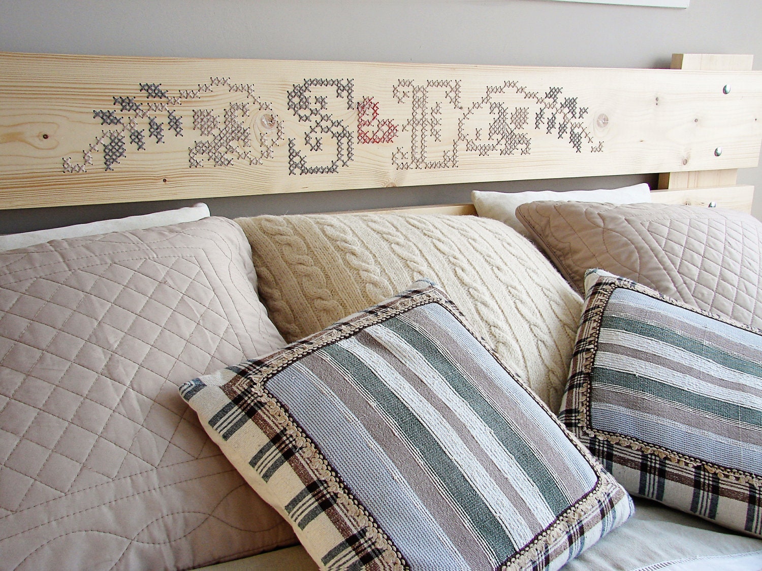 Bed Headboard Cross Stitch Embroidery MADE TO ORDER