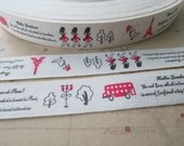 5m of Cotton Ribbon Label  ZAKKA Tags London and Paris,Trees,Towers,Soldiers,Bus Cotton Sewing Tape Trim 20mm WR550