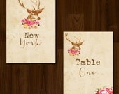 Vintage Rustic Antlers Woodland DIY Printable Wedding Table Number/Name Il_170x135
