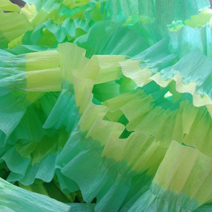 Sea Foam Green and Primrose Yellow - Ruffled Crepe Paper Streamers - Paper Party Decoration - Craft and Party Supplies Il_170x135