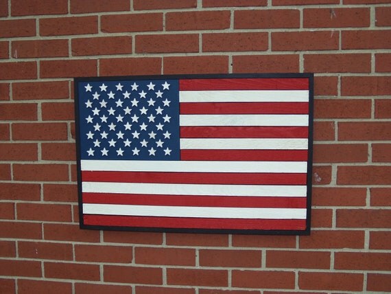 Wooden American Flag with Black Frame by TheBaloneyBros on Etsy