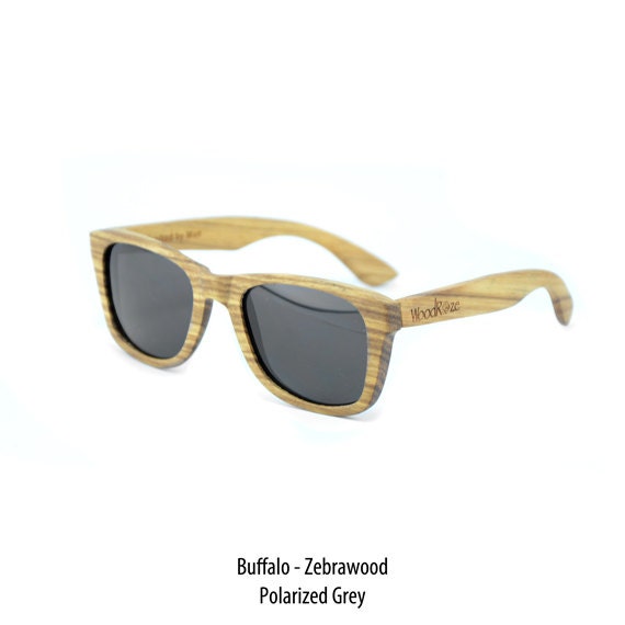 WoodRoze Wooden Sunglasses // Zebrawood // Polarized Grey Lens // Buffalo