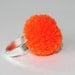 handmade ring with an orange pompom fluorescent neon, pom pom, pompon by bimabejbe