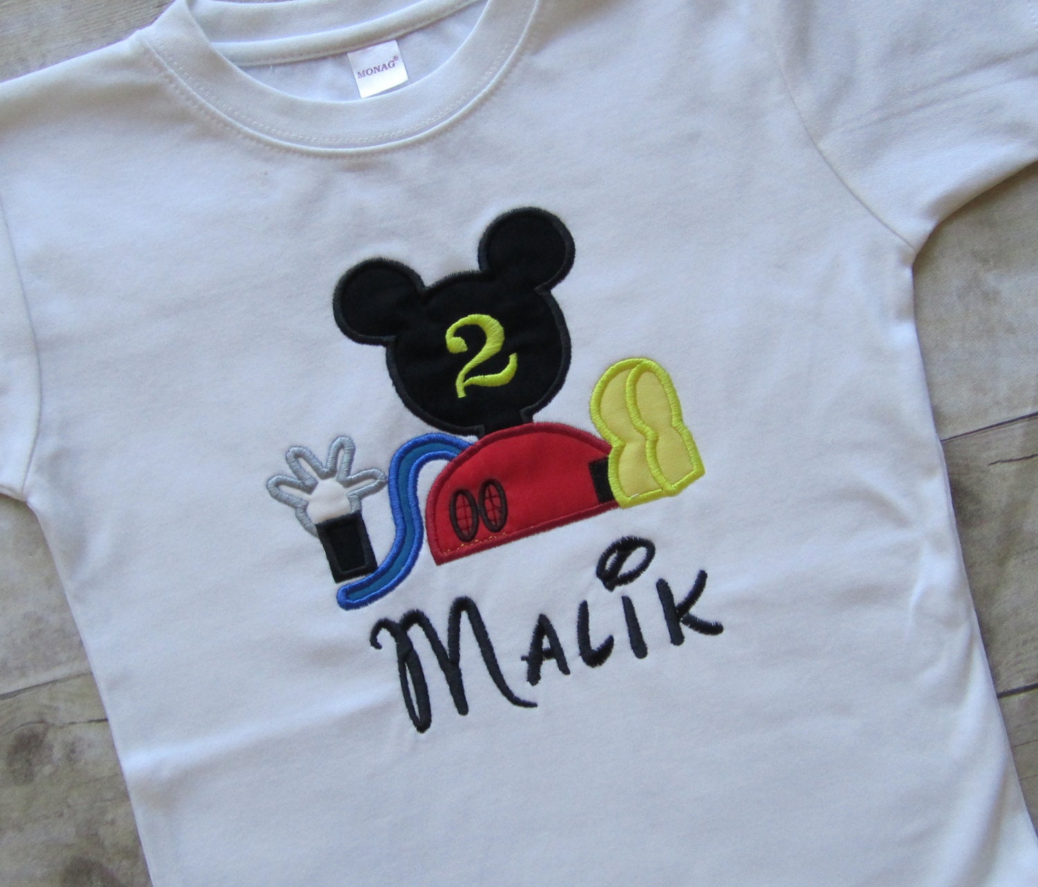 Boy's Personalized Mickey Mouse Monogram Applique Shirt or Onesie- Custom Mickey Mouse Birthday Shirt- Mr. Mouse- Vacation- Photo Prop