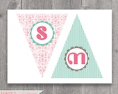 Printable Pink & Turquoise "Sweet Baby Girl" Mixed Patterns Banner