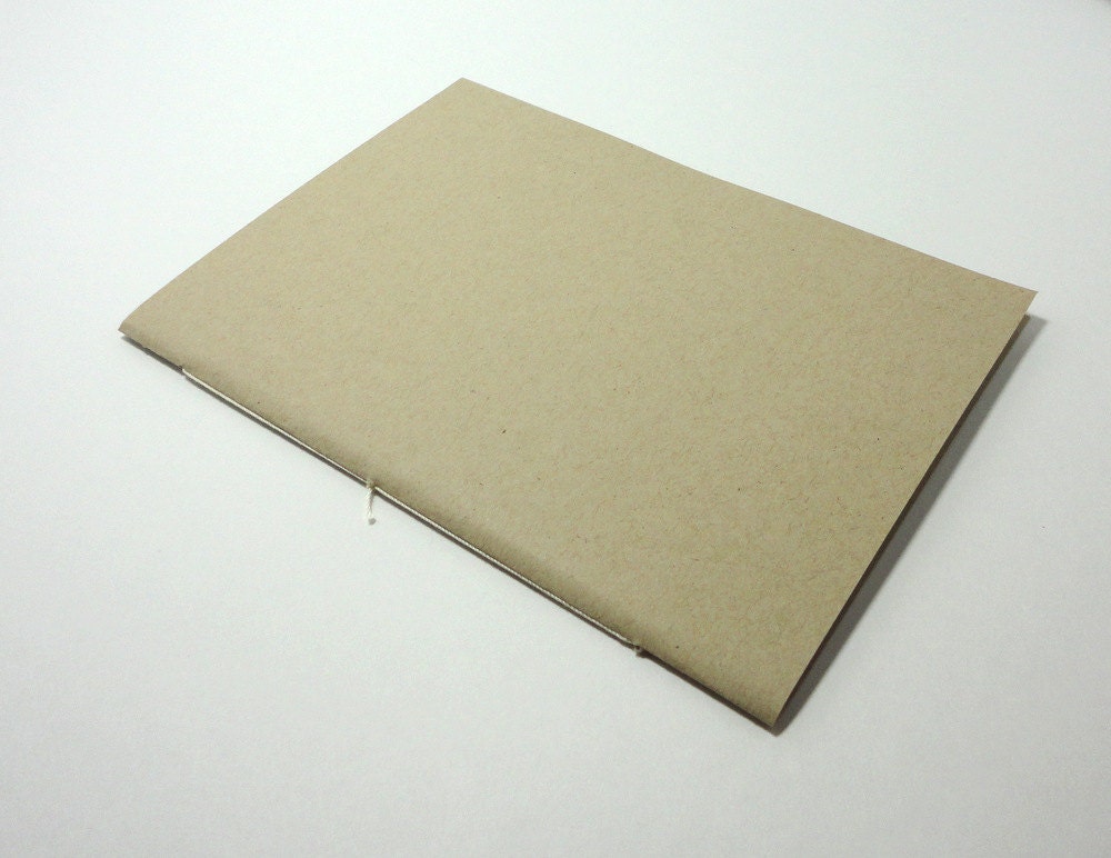Recycled 5 x 7 Blank Notebook Journal Sewn Spine - Kraft Il_170x135