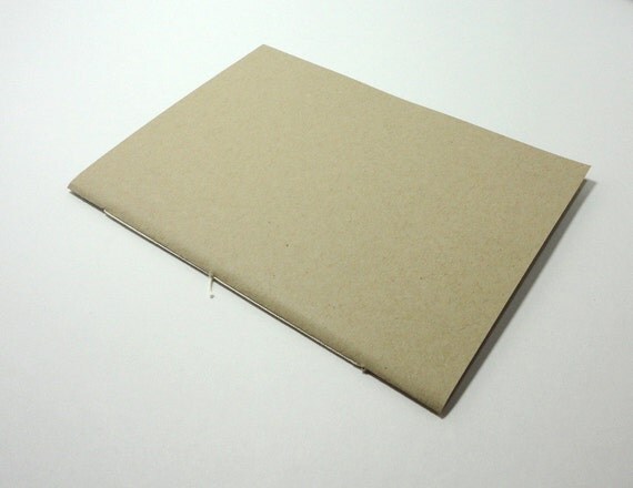 Recycled 5 x 7 Blank Notebook Journal Sewn Spine - Kraft Il_570xn