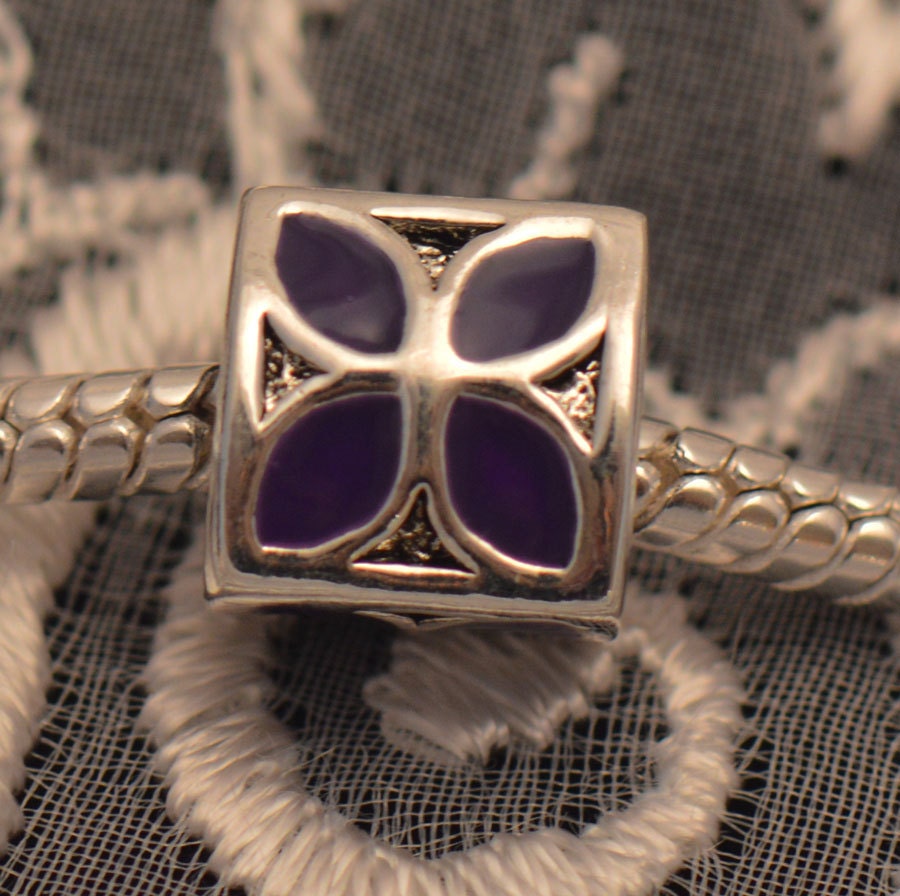 Red Enamel Bead for European Style Bracelet .925 Sterling Silver