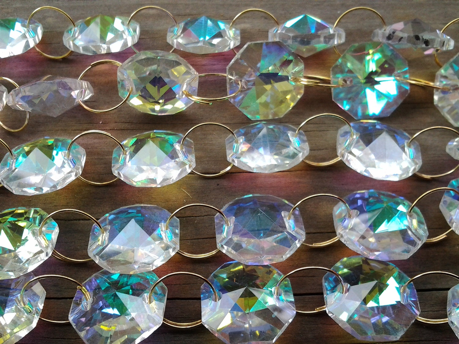 10 Yards Iridescent Rainbow Chandelier Crystal Chains Swags Crystal Prism Yards Shabby Chic Cottage Style Chandelier Ornaments