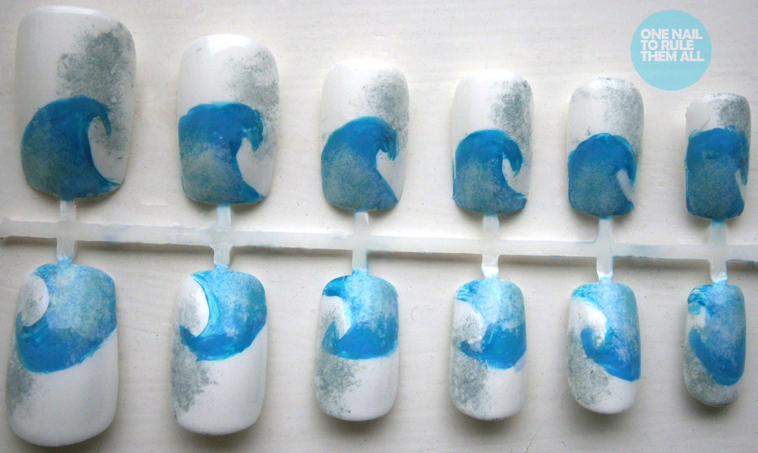 Waves Sea Spray Seaside Beach Nautical False Nail Art Set