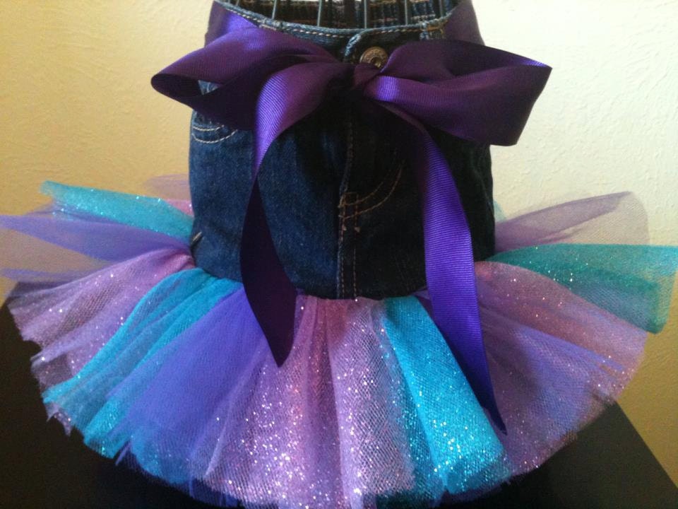 Tutu: Purple & Turquoise Glitter Jean (Denim) Tutu