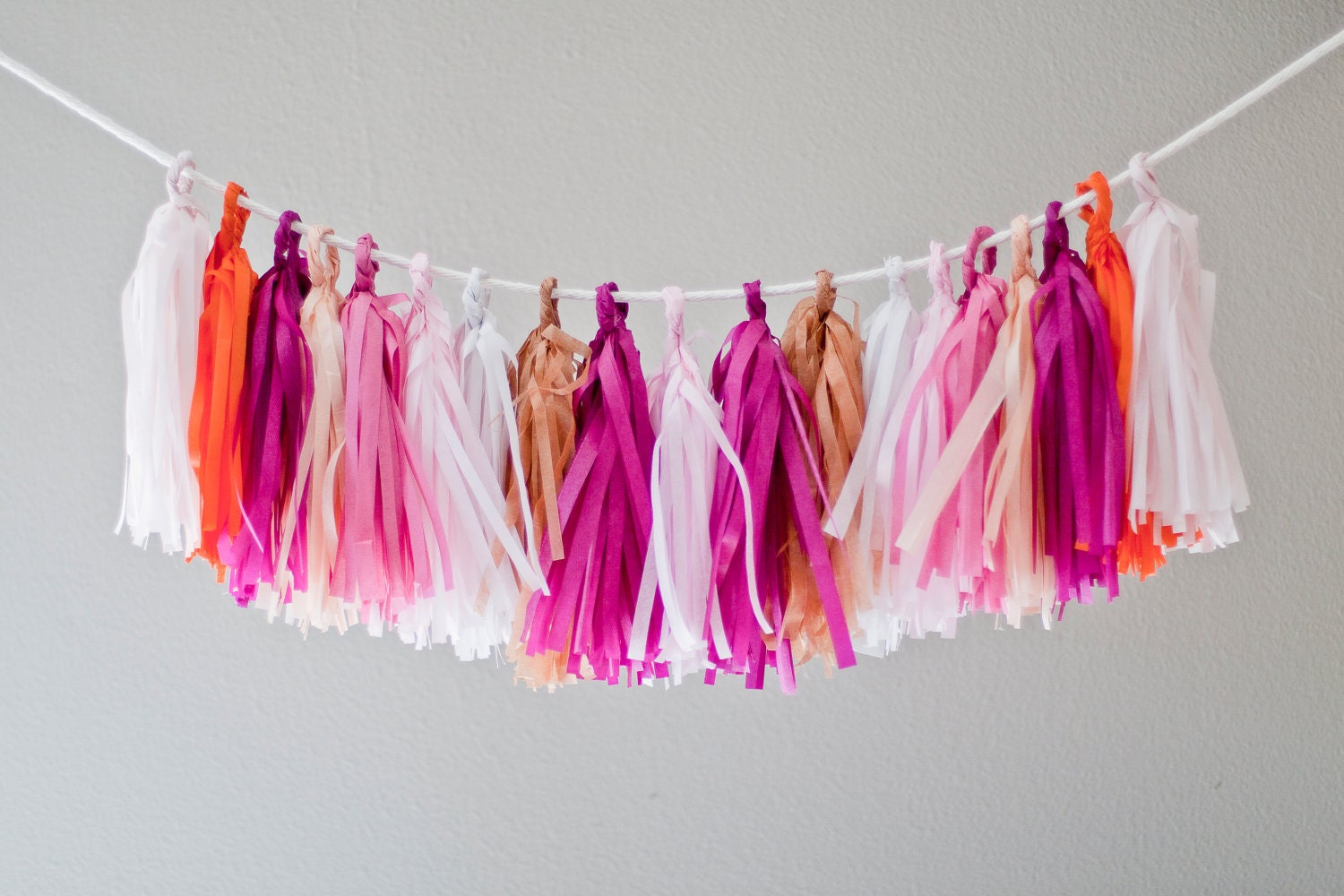 Tissue Tassel Garland in Pink and Orange