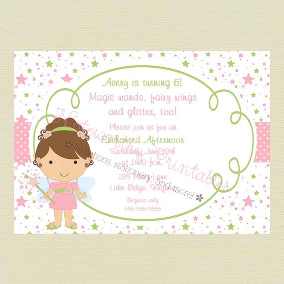 Printable Fairy Princess Birthday Invitation Il_570xn