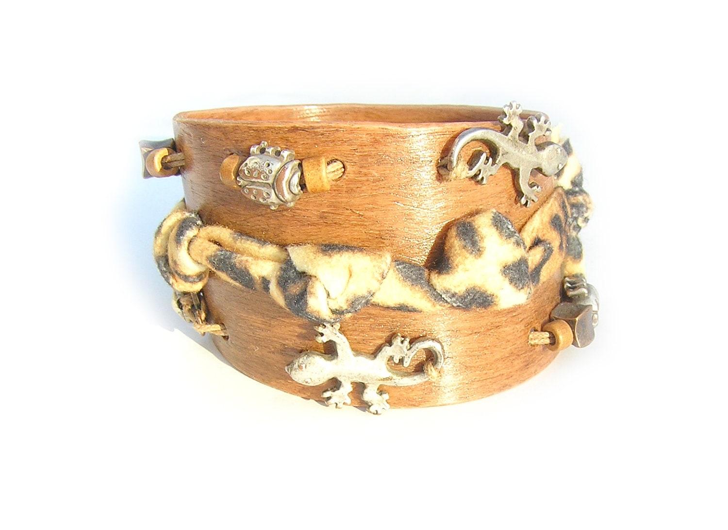 Bracelet "Jungle". OOAK. Handbeded, appliqued jewelry. Vivid art design - myParadeShop