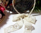 Retro Sheer cream white floral lace long tails bow headband/unique handmade  hair accessory cottage chic vintage jewelry big bow tie