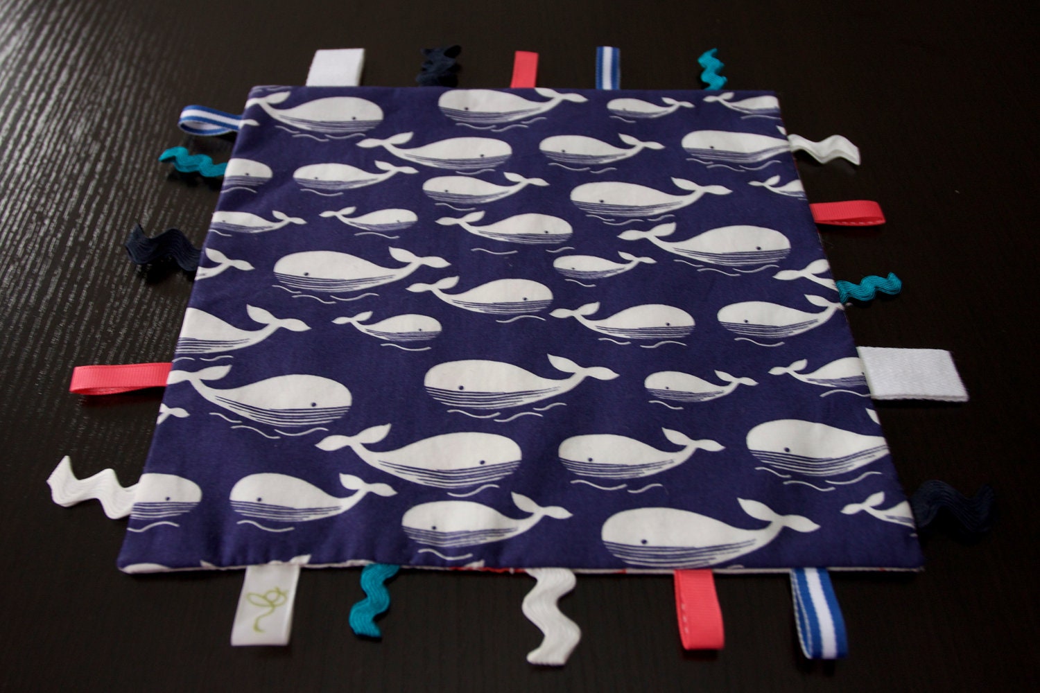 Ruby Baby Boys Gift Pack - Whale of a Time containing Reversible Sensory Ribbon Blanket and Pacifier Clip