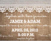 Rustic Burlap & Lace Wedding Invitations with RSVP Card,for the rustic and burlap wedding