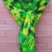 Green and Yellow Tie Dye Chiffon Silk Scarf 22"x90"