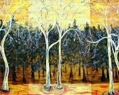 Original Abstract Painting, Christian Art, Large Framed Landscape Painting, Trees " Hope Springs Eternal)