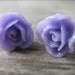 Purple Rose Earrings, Titanium Posts, Hypoallergenic, Glitter