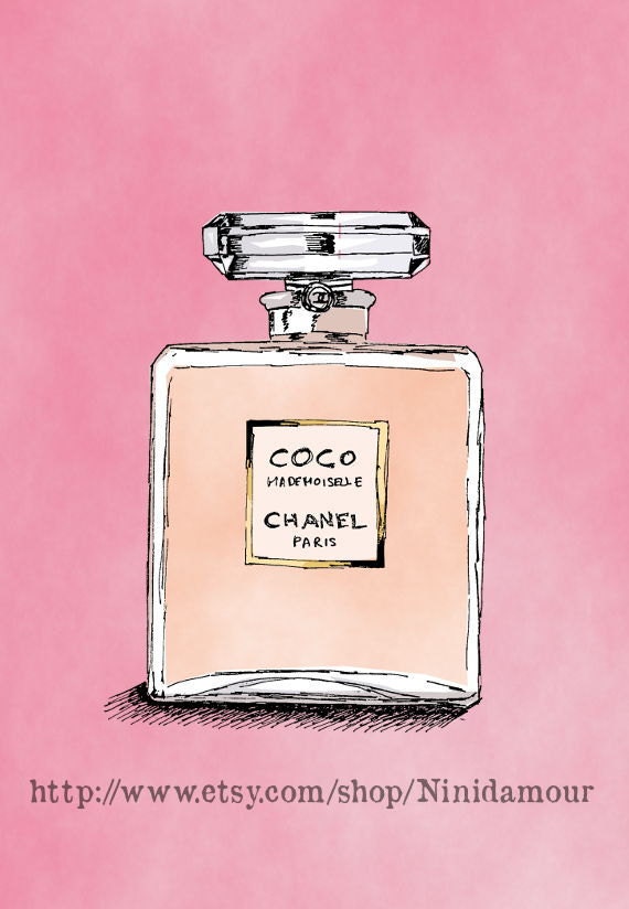 Coco Mademoiselle Perfume, Chanel, Digital Download Ecolgical print, Art 14 X 10