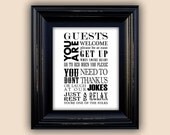 Guest Room Subway Art Printable Wall Decor Digital JPEG File
