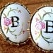 Vintage Ladies Monogram Porcelain Cuff Links Hand Painted Floral Letter B
