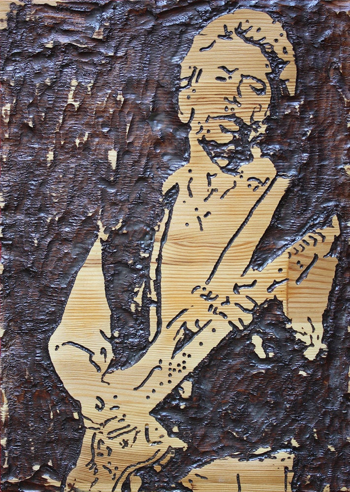 Eric Clapton - Handmade wood picture etched in recycled pine wood