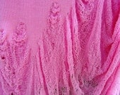Recycled Shredded Pink Tank with Lace
