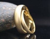 Wedding Band Set 14k Yellow White or Rose Gold Brushed Matte finish 5mm and 3mm
