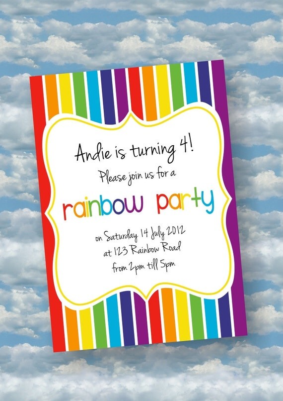 Rainbow Party Invitation Invitation For A By WithFlairPrints