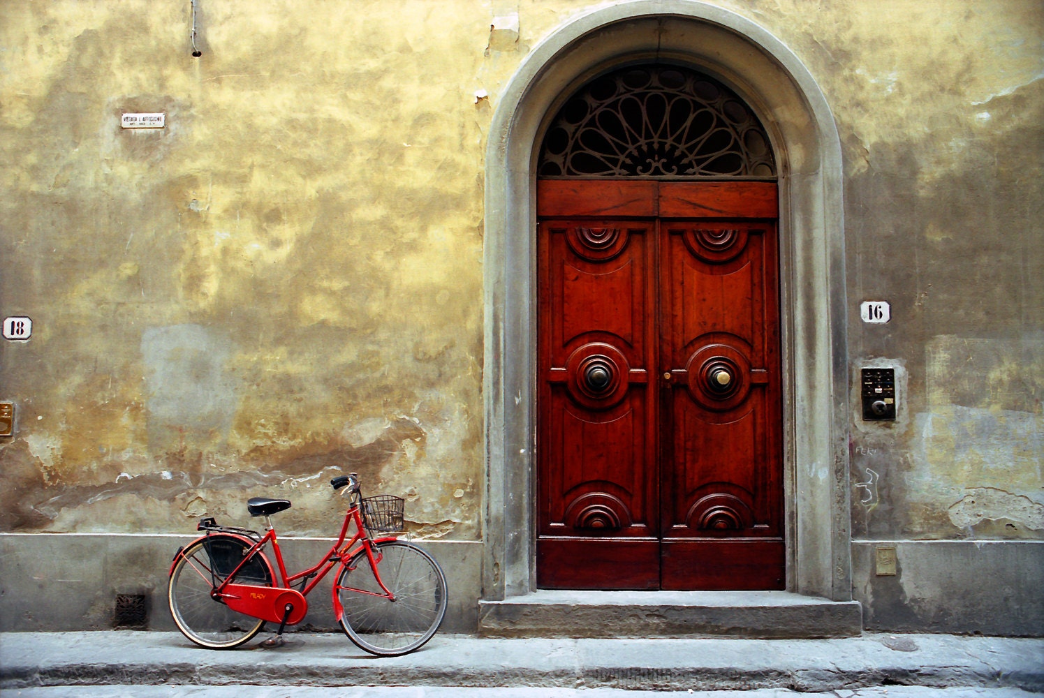 Red Bicycle 2, Florence:  8x12 inch archival inkjet print on 11x14 inch rag paper - RobertManz