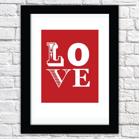 LOVE - Typographic Print - A4 - Romance - Valentines Day gifts for her - for him - for wife - for girlfriend