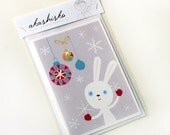 greeting card A6 (4.1 x 5.8) Christmas card with a lovely cute illustration of a bunny rabbit, with Christmas decorations and snow flakes