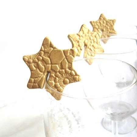Gold star golden star wedding decoration set of 6 stamped imprint lace doily birthday party home decoration holiday decoration