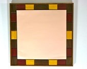 Small Wall Mirror with Geometric Wood Pattern