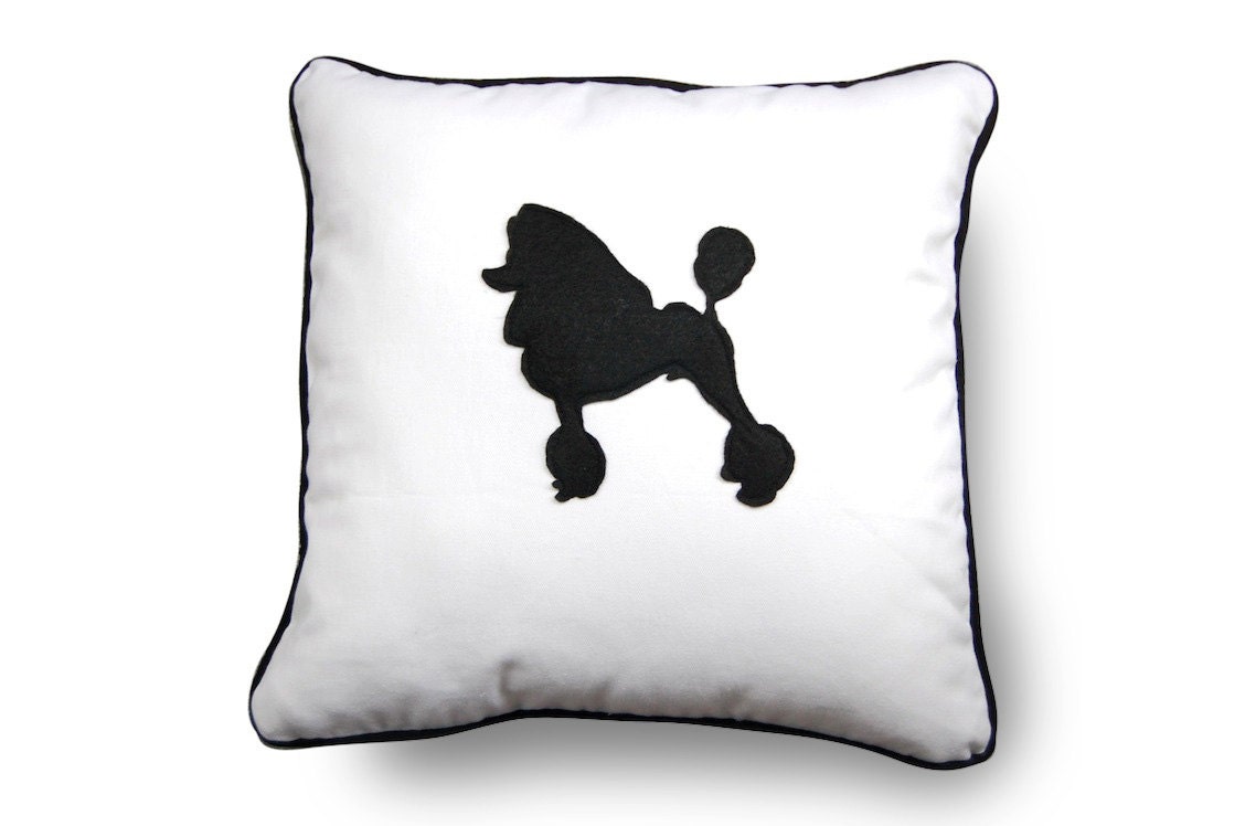 French Poodle Silhouette Pillow with pillow insert 18X18
