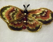 Green and Brown  butterfly brooch