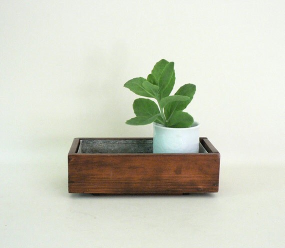 Vintage Wood Planter With Metal Insert by LongSince on Etsy