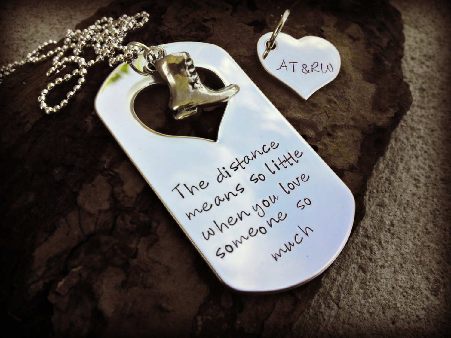 Deployment Military Sepration Hand Stamped Necklace Set