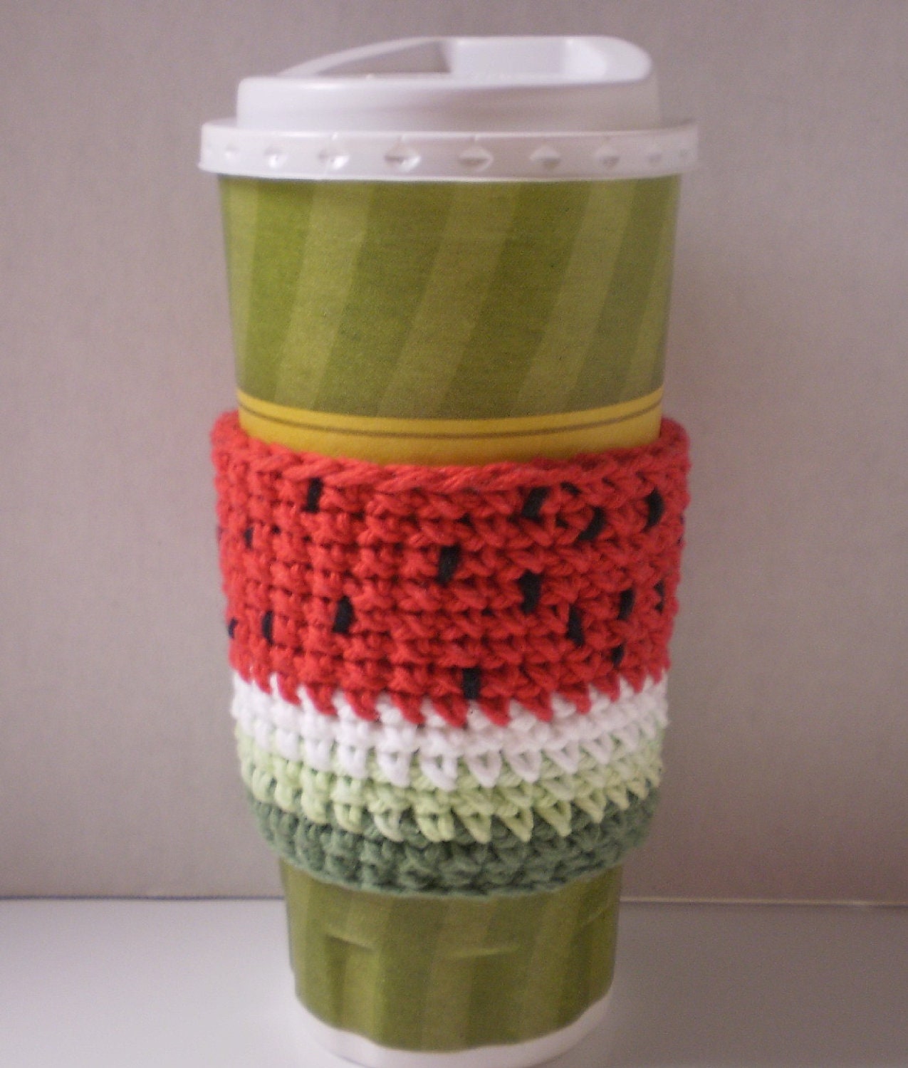 Watermelon Coffee Cozy -- Hand Crafted