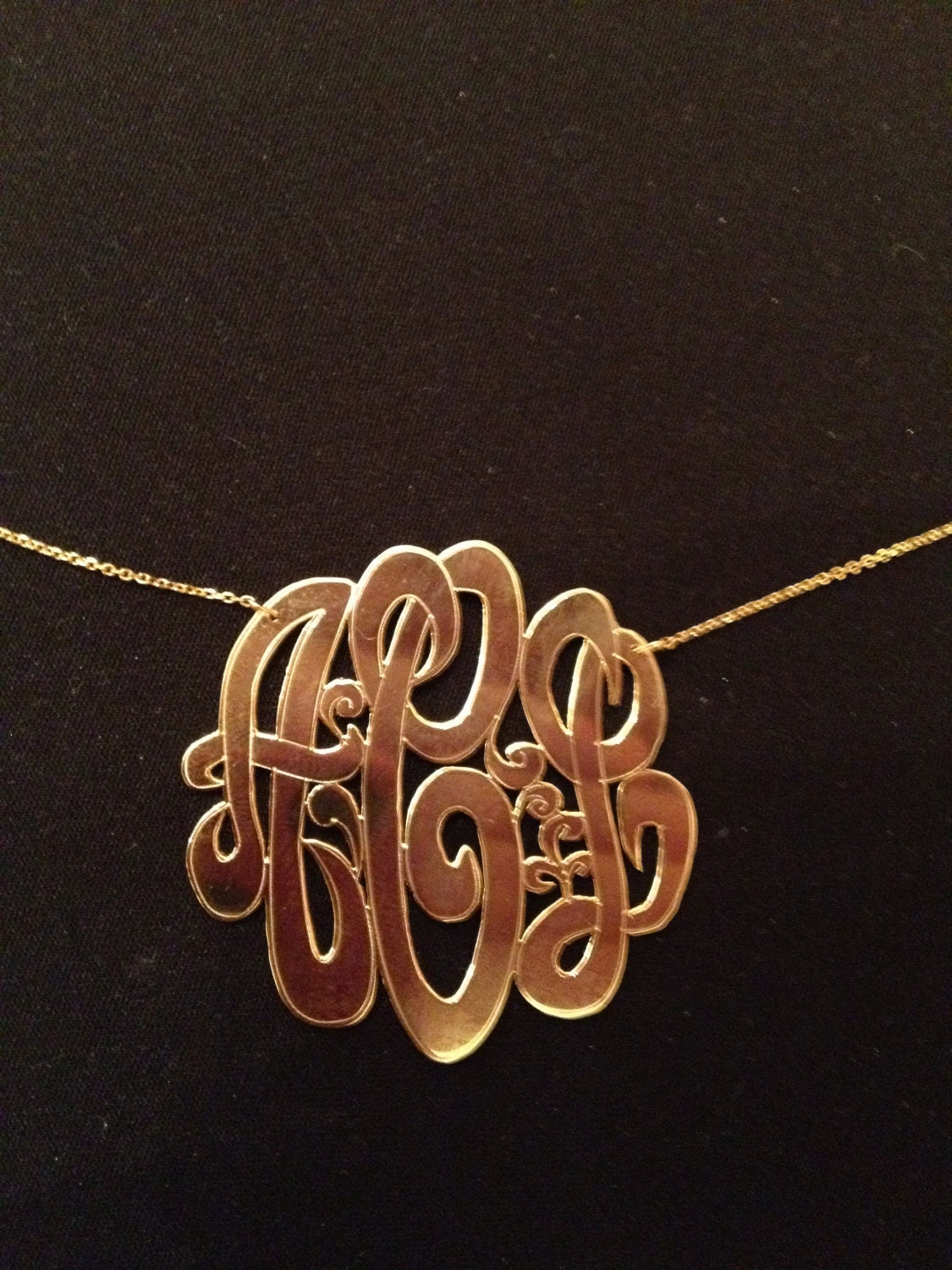 14K Gold Monogram Pendant Necklace