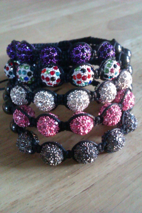 alloy crystal pave beads coloured magnetic shamballa bracelet