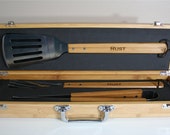 Personalized Bamboo and Stainless Steel BBQ Grill Tool Gift Set