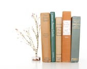 Terracotta and Teal Green Fall Book Collection // Vintage Book Decor // Natural Wedding Decor // Autumn Harvest // Rustic Farmhouse - VintageScholar